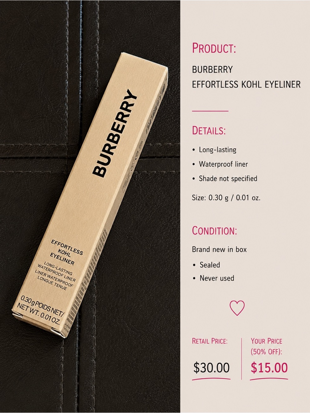 Burberry Effortless Kohl Eyeliner - Beige Packaging